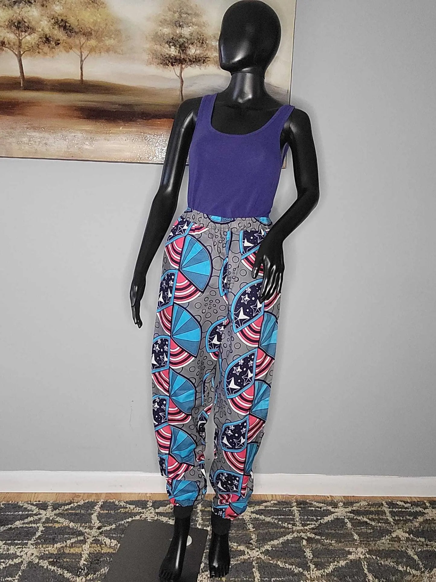 African Print Pants | Comfortable Ankara Jogger Pants-Blue1