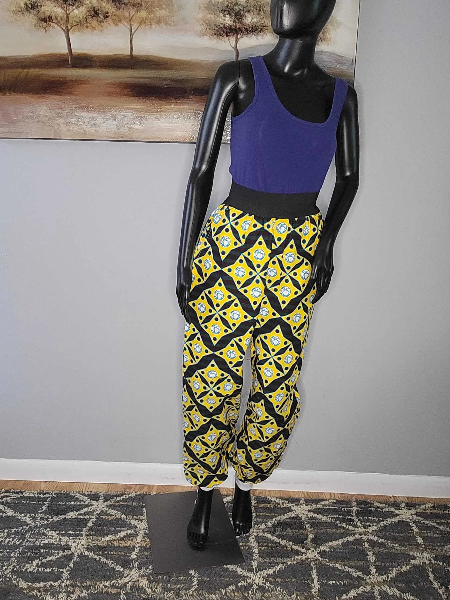African Print Pants | Comfortable Ankara Jogger Pants-Yellow