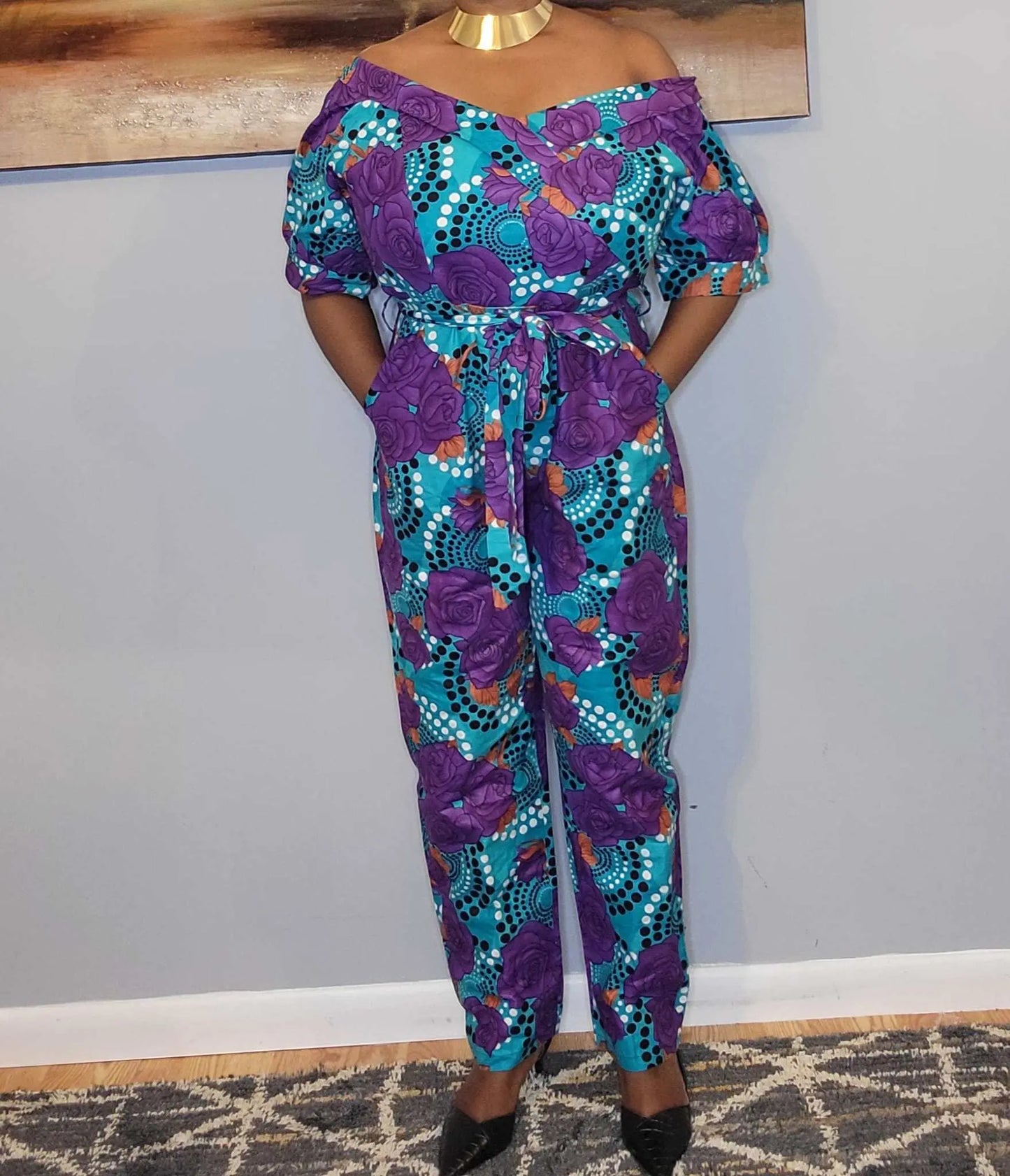 Women African Clothing|African Print Jumpsuit Multicolor1