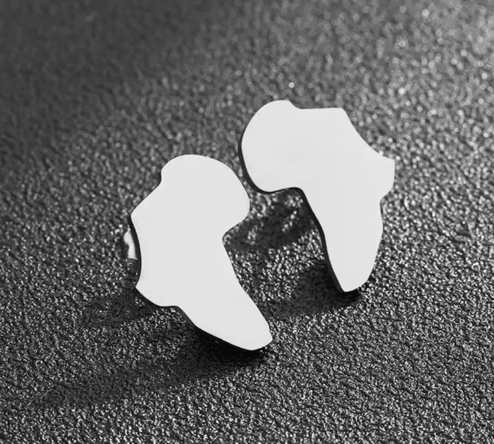 African Accessories, African Jewelry - Bold African Map Stud Earrings D1 | Glam Origins