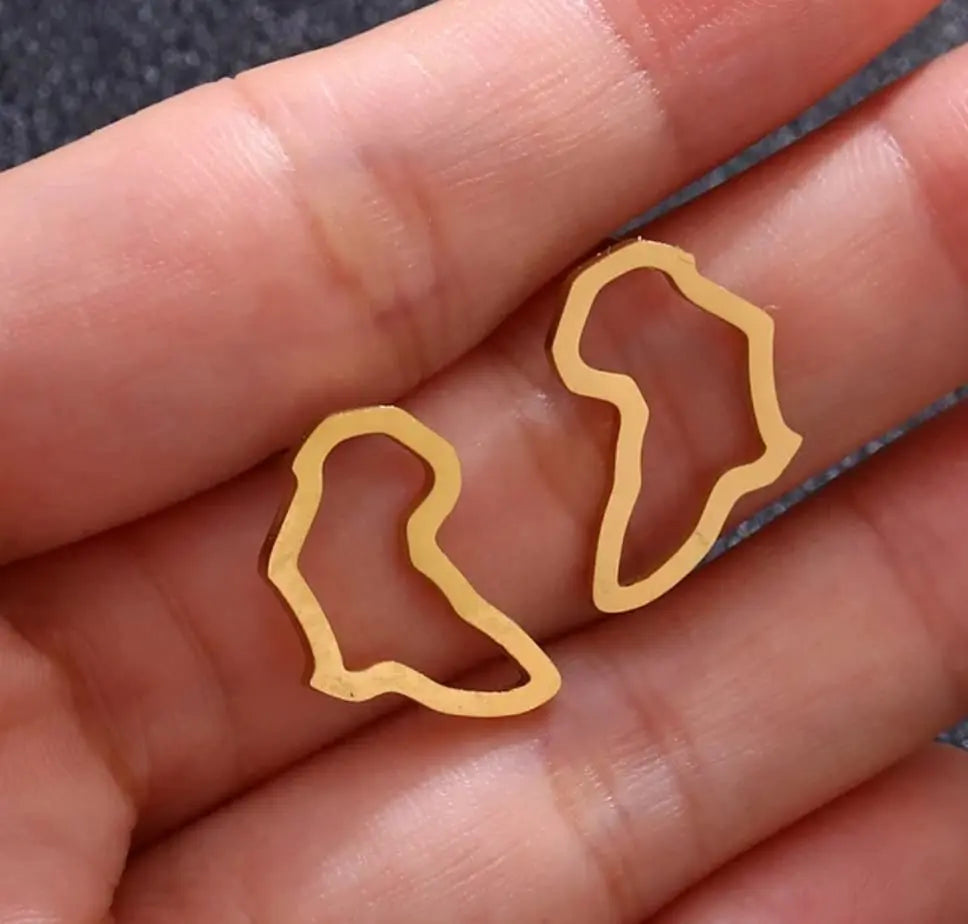 African Jewelry-Bold African Map Stud Earrings D2