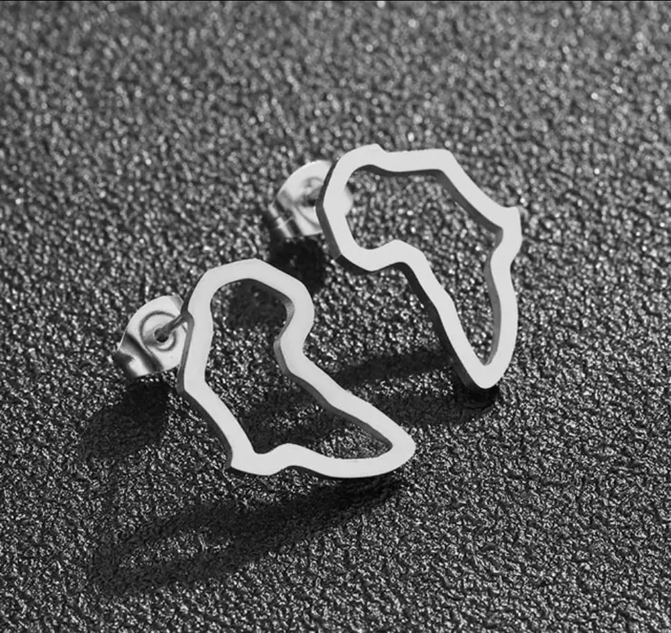 African Jewelry-Bold African Map Stud Earrings D2