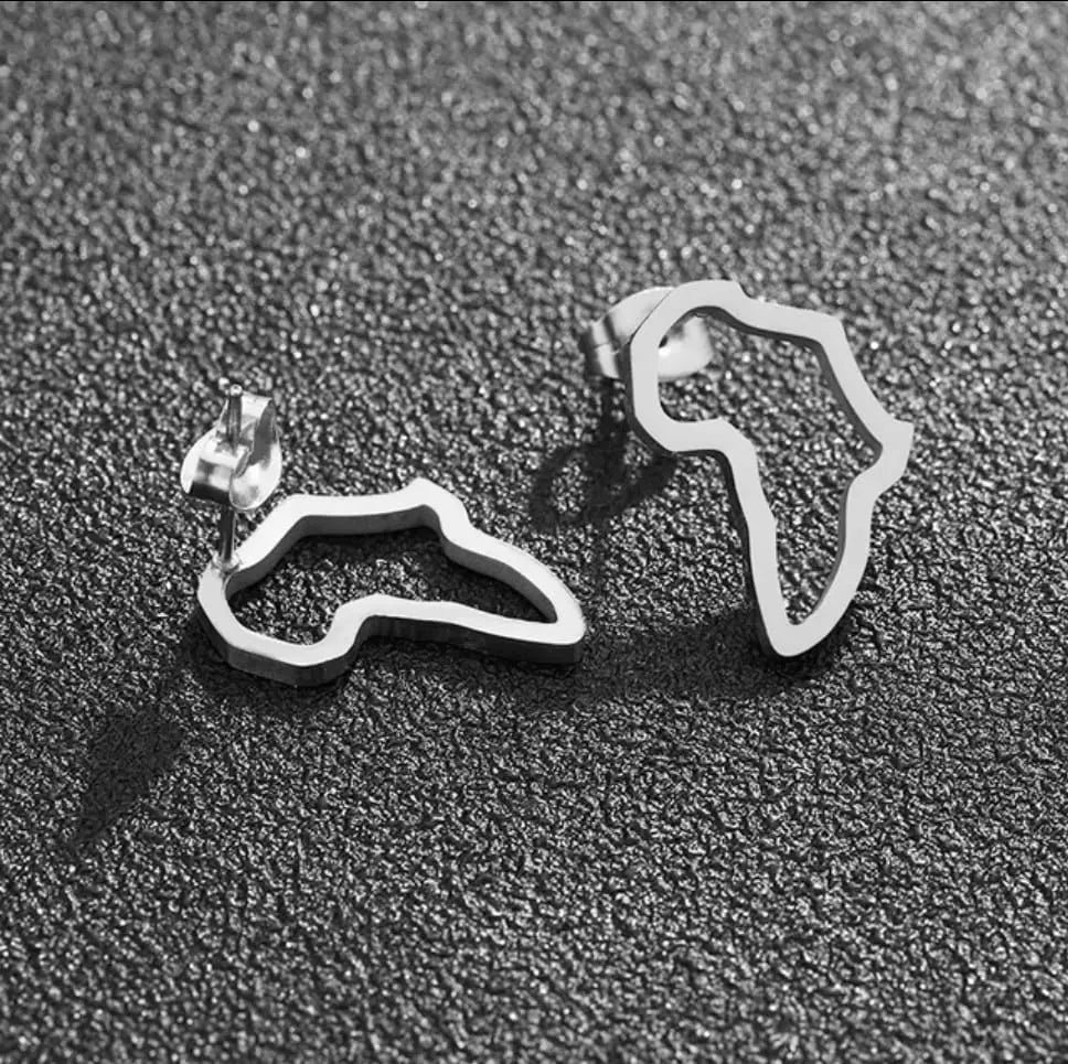 African Jewelry-Bold African Map Stud Earrings D2