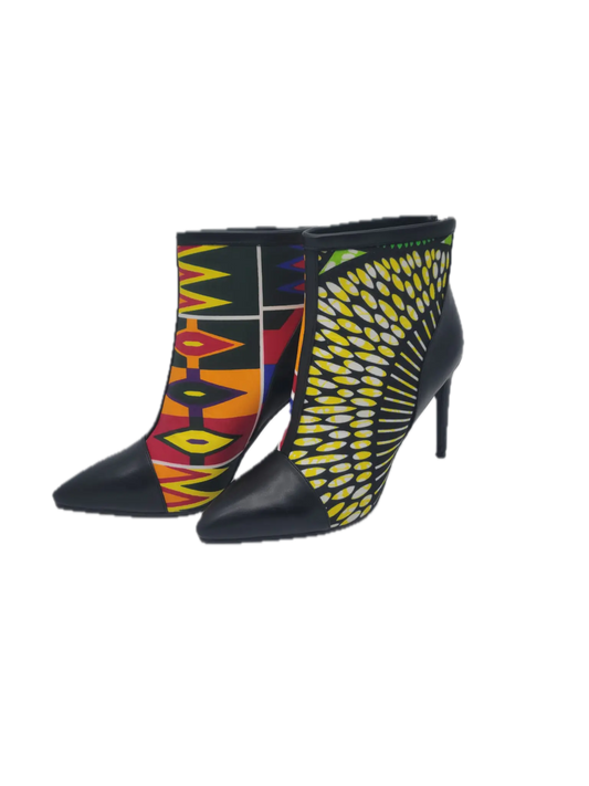 African Shoes, African Accessories -Kente 4" Booties_shoes +Green-African Print Â