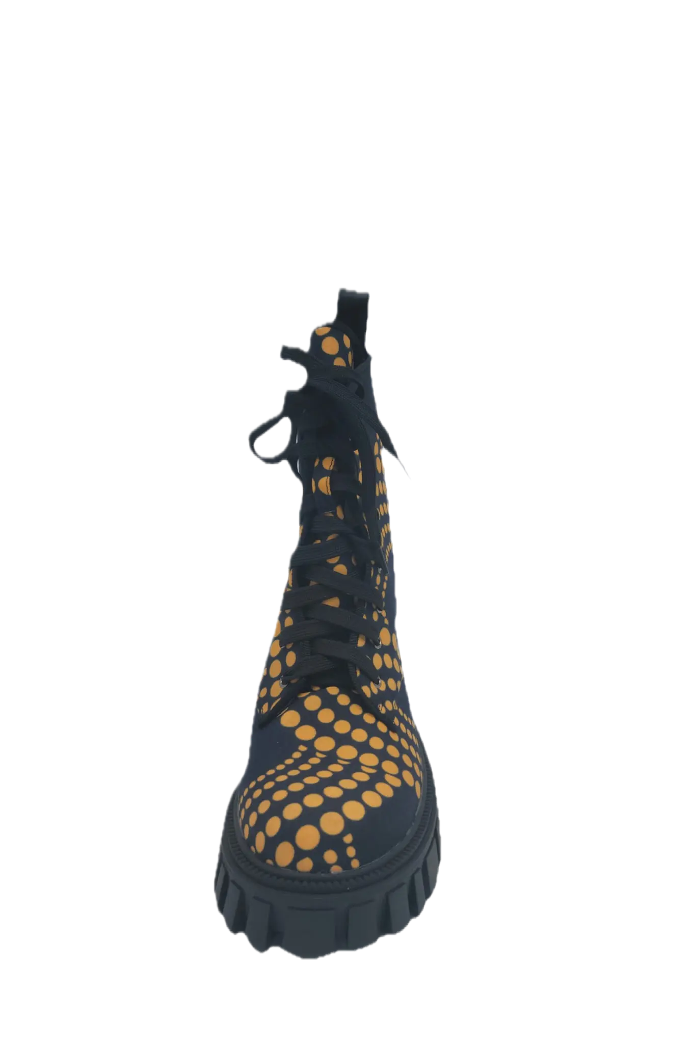 African Accessories, African shoes-Ayman African Print Martin Boots-Black and Yellow