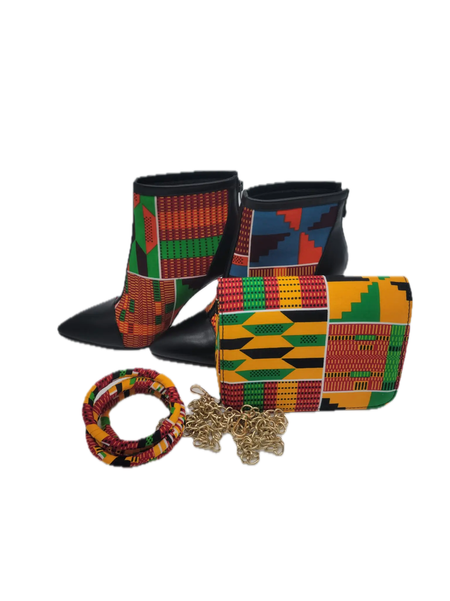 African Shoes, African Accessories African Print Kente 4" Booties-shoes