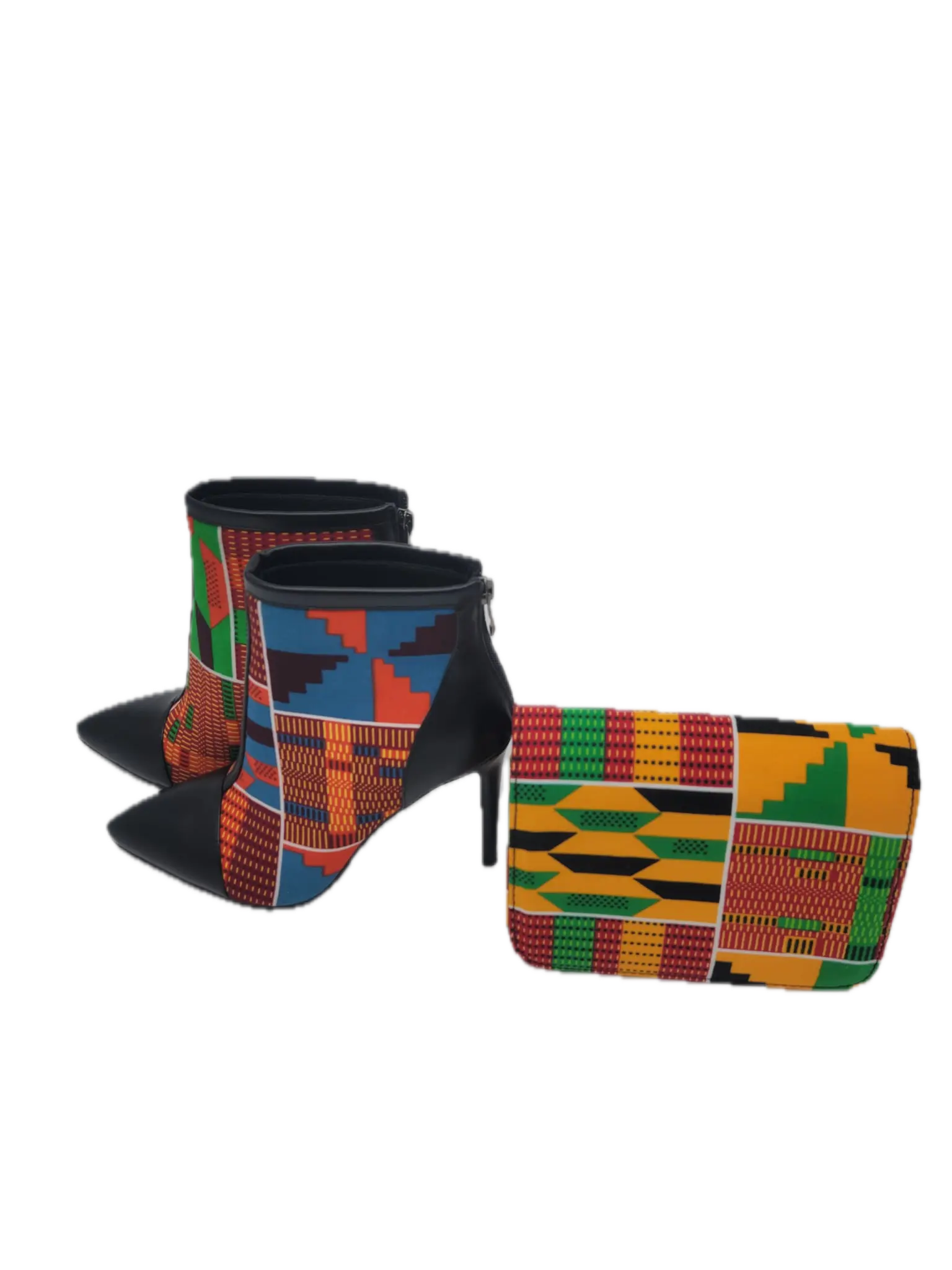 African Shoes, African Accessories African Print Kente 4" Booties-shoes