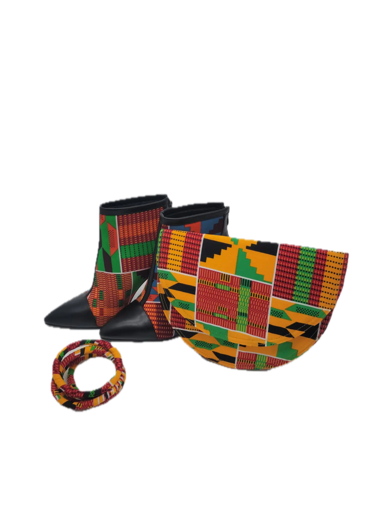 African Shoes, African Accessories African Print Kente 4" Booties-shoes