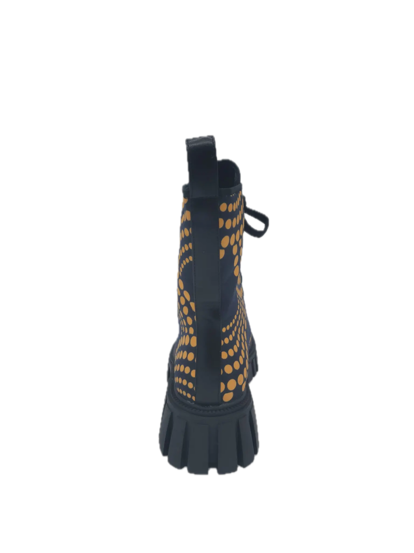 African Accessories, African shoes-Ayman African Print Martin Boots-Black and Yellow