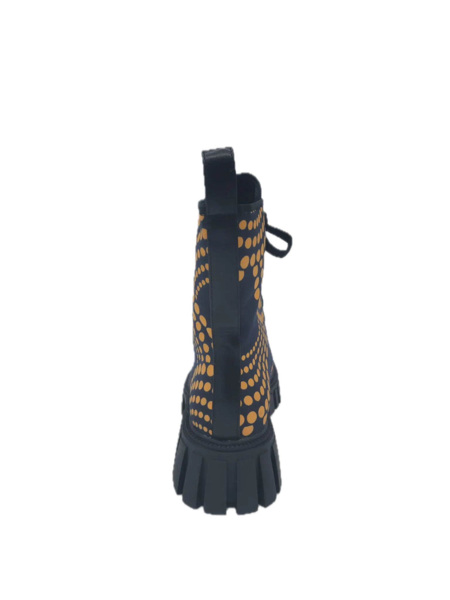 African Accessories, African shoes-Ayman African Print Martin Boots-Black and Yellow