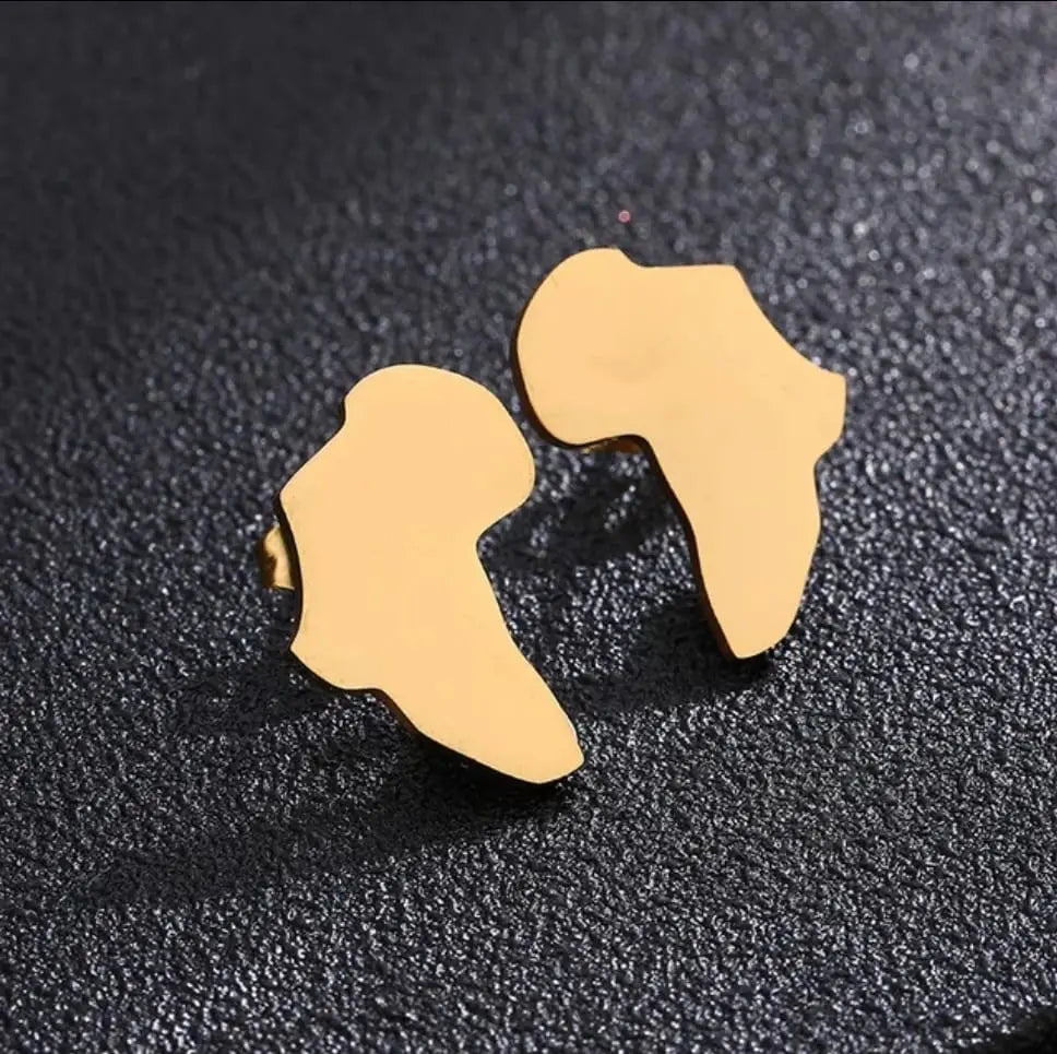 African Accessories, African Jewelry - Bold African Map Stud Earrings D1 | Glam Origins
