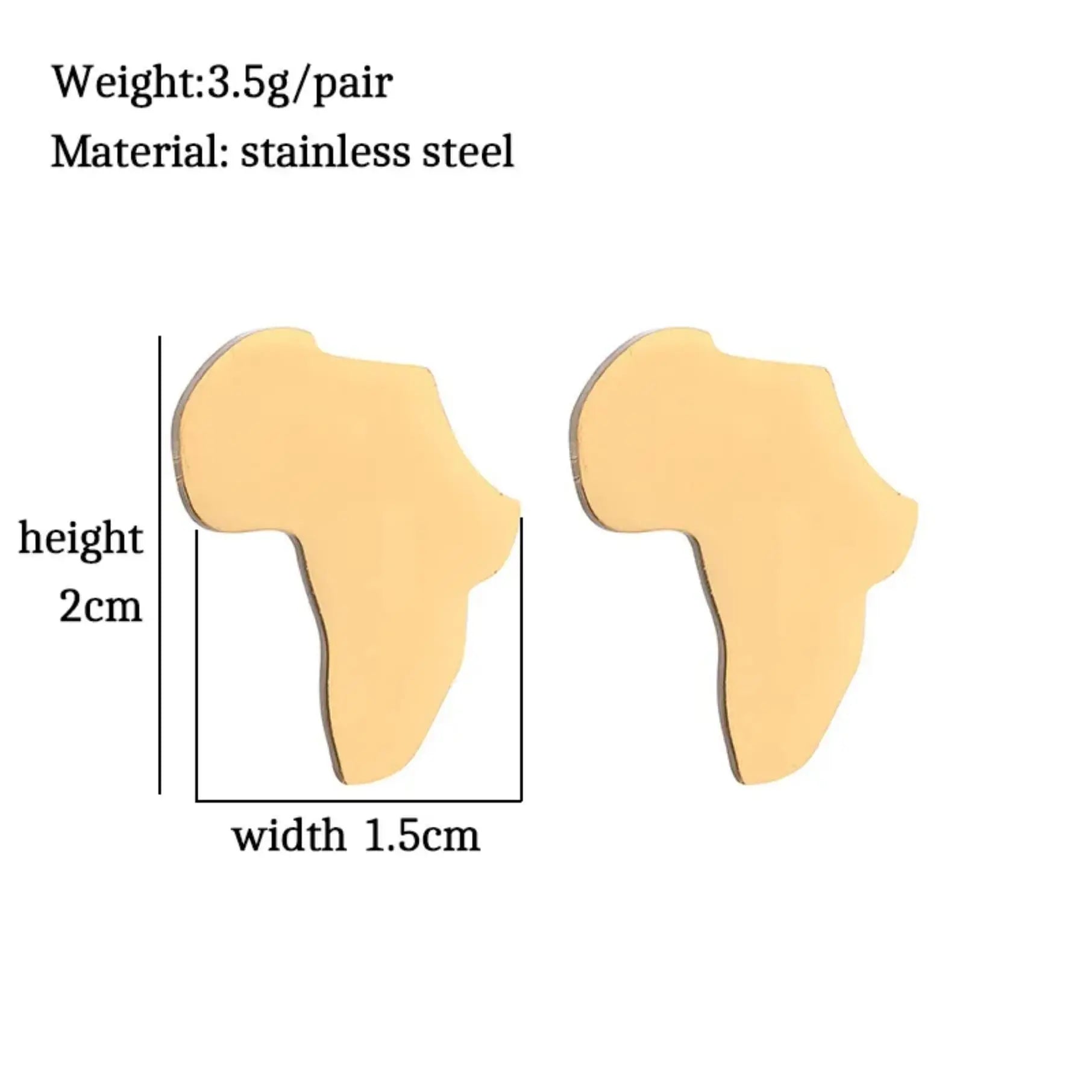 African Accessories, African Jewelry - Bold African Map Stud Earrings D1 | Glam Origins