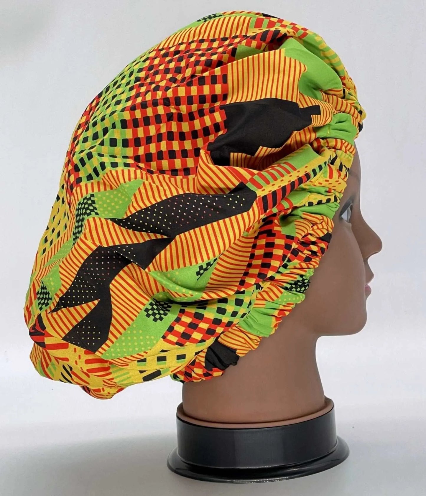 Ankara Print Satin Lined Double Layer Hair Bonnet - Glam Origins