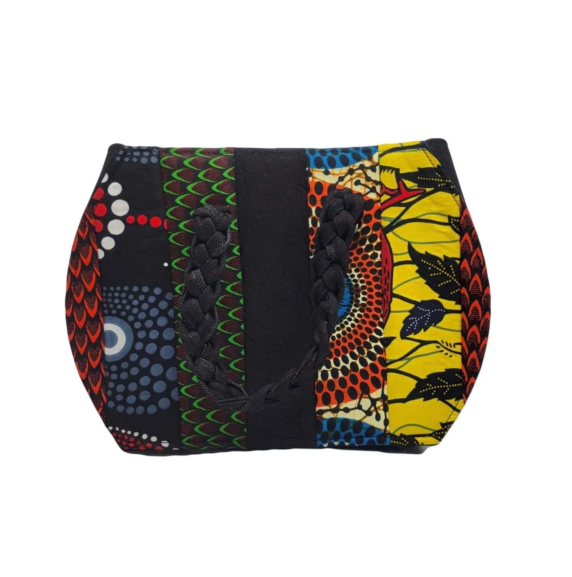 Afrocentric Asamau Patchwork Ankara and Denim Handbag - African Print