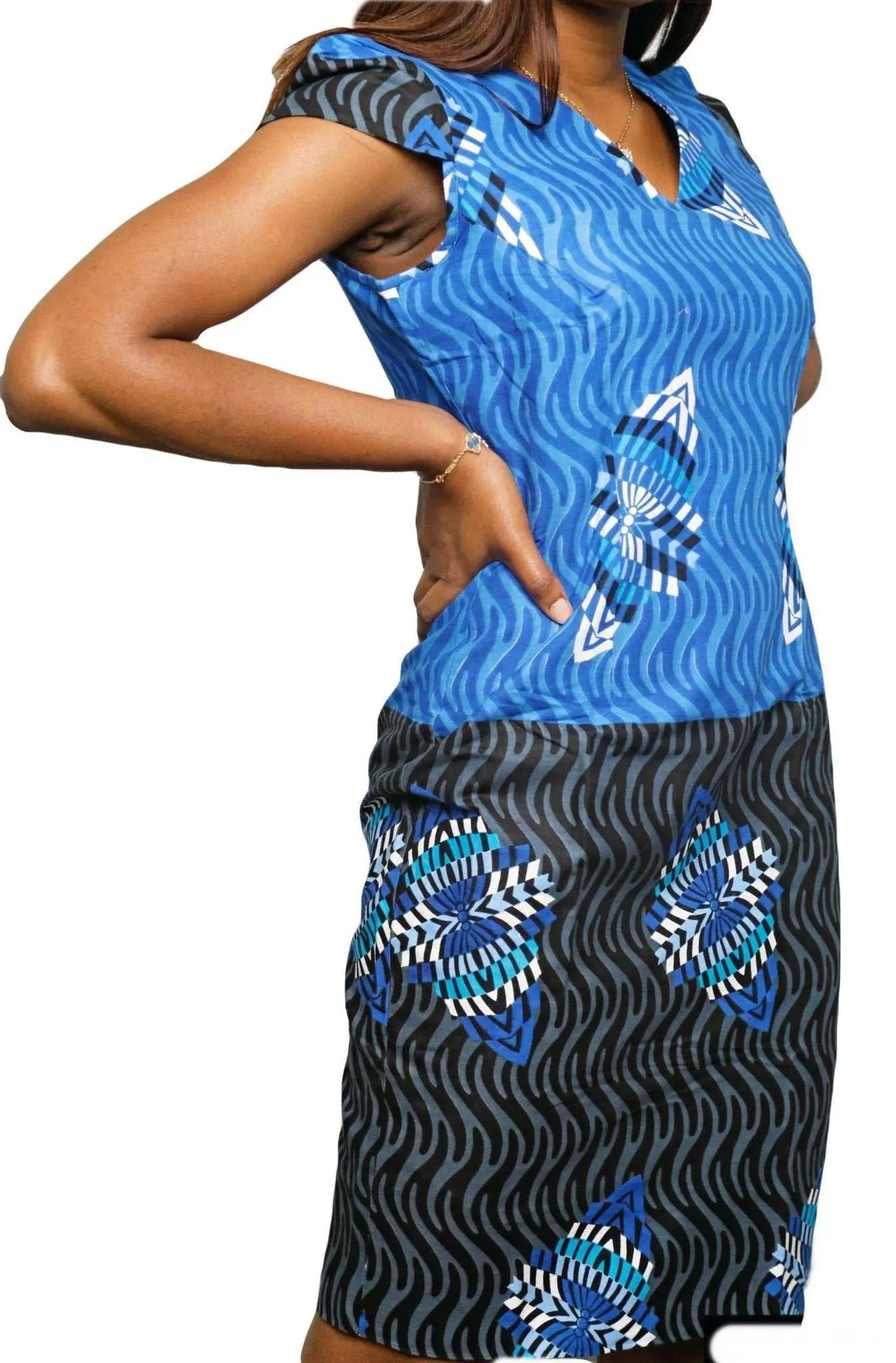 African Dresses for Ladies - Stylish Ankara Dresses blue+black