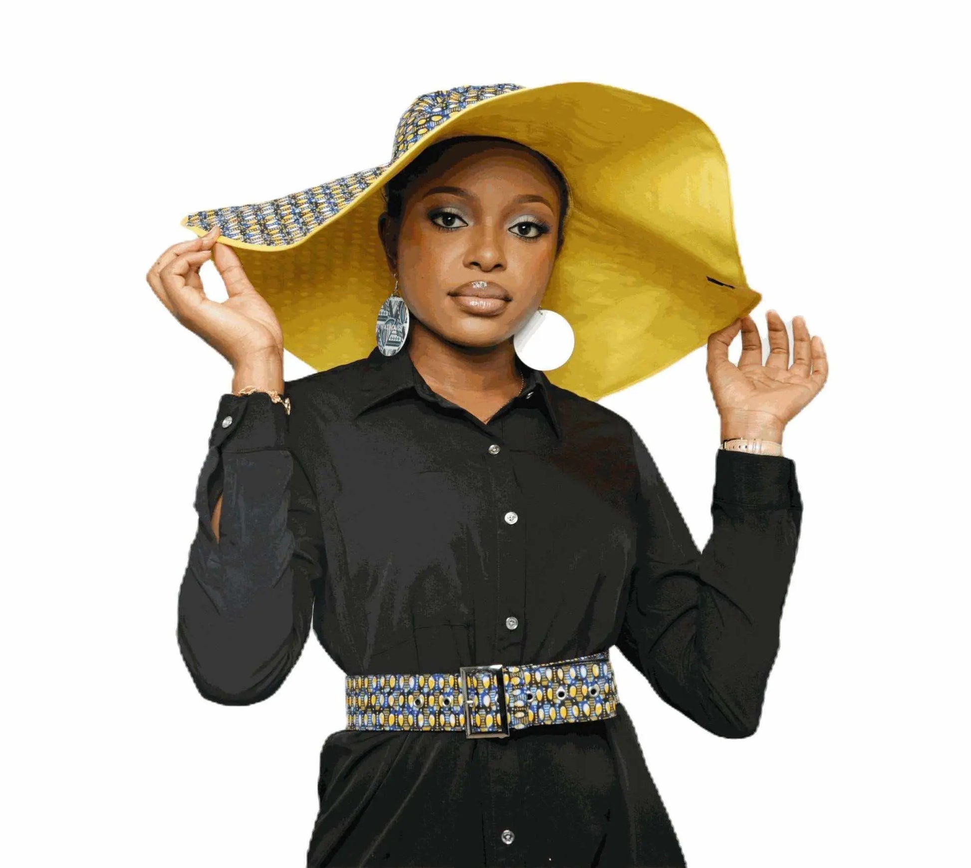 African accessories Asma Large Reversible African Print Summer Hat 100% Cotton