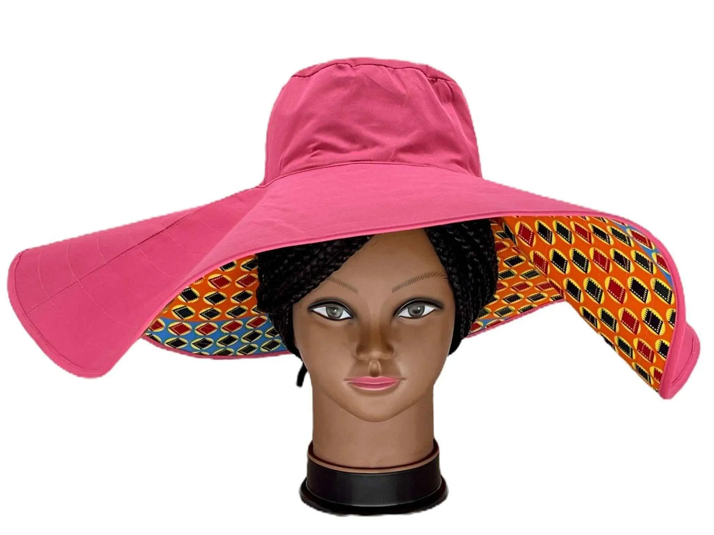 African Accessories Asma Large Reversible African Print Summer Hat 100% Cotton