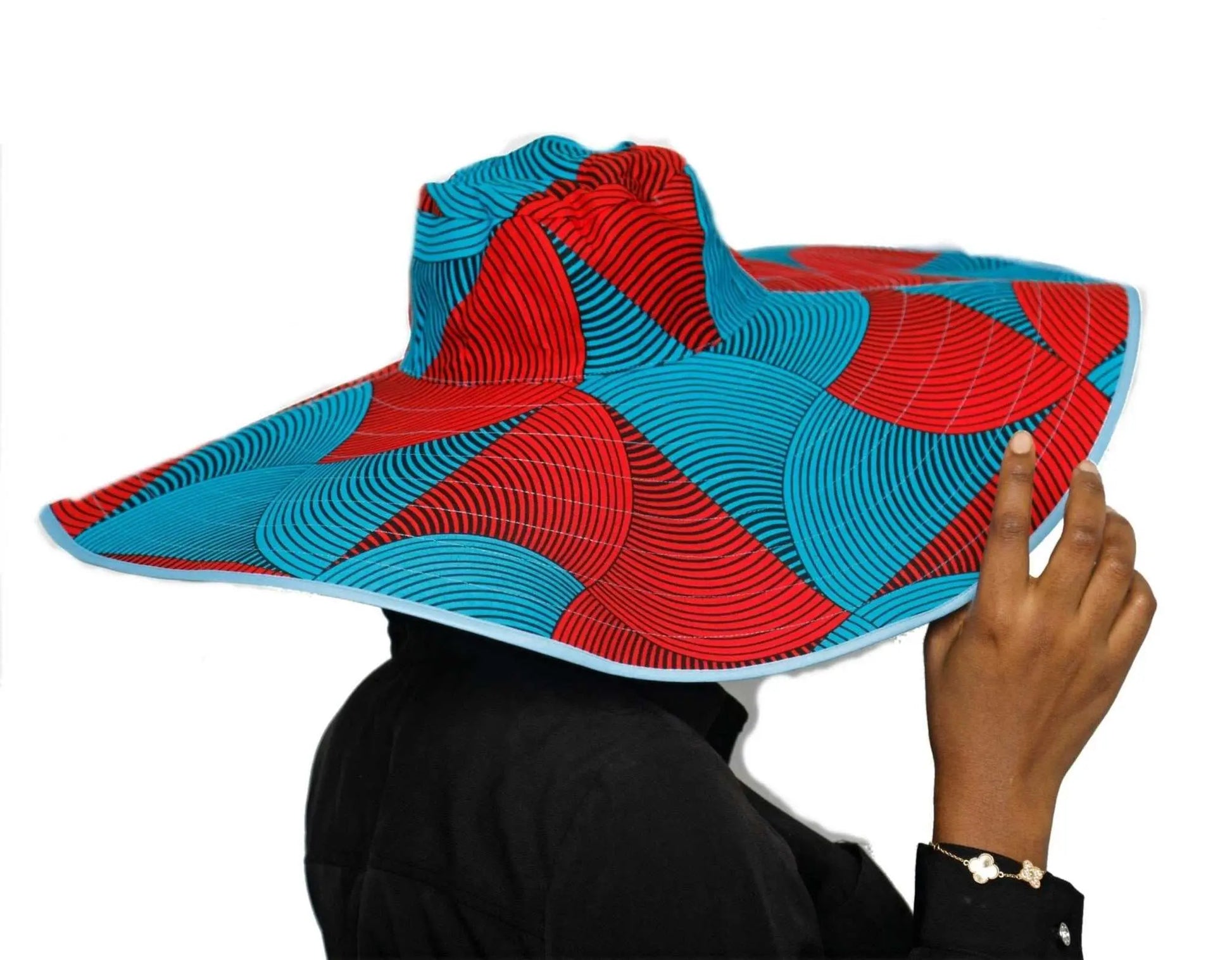 African accessories Asma Large Reversible African Print Summer Hat 100% Cotton