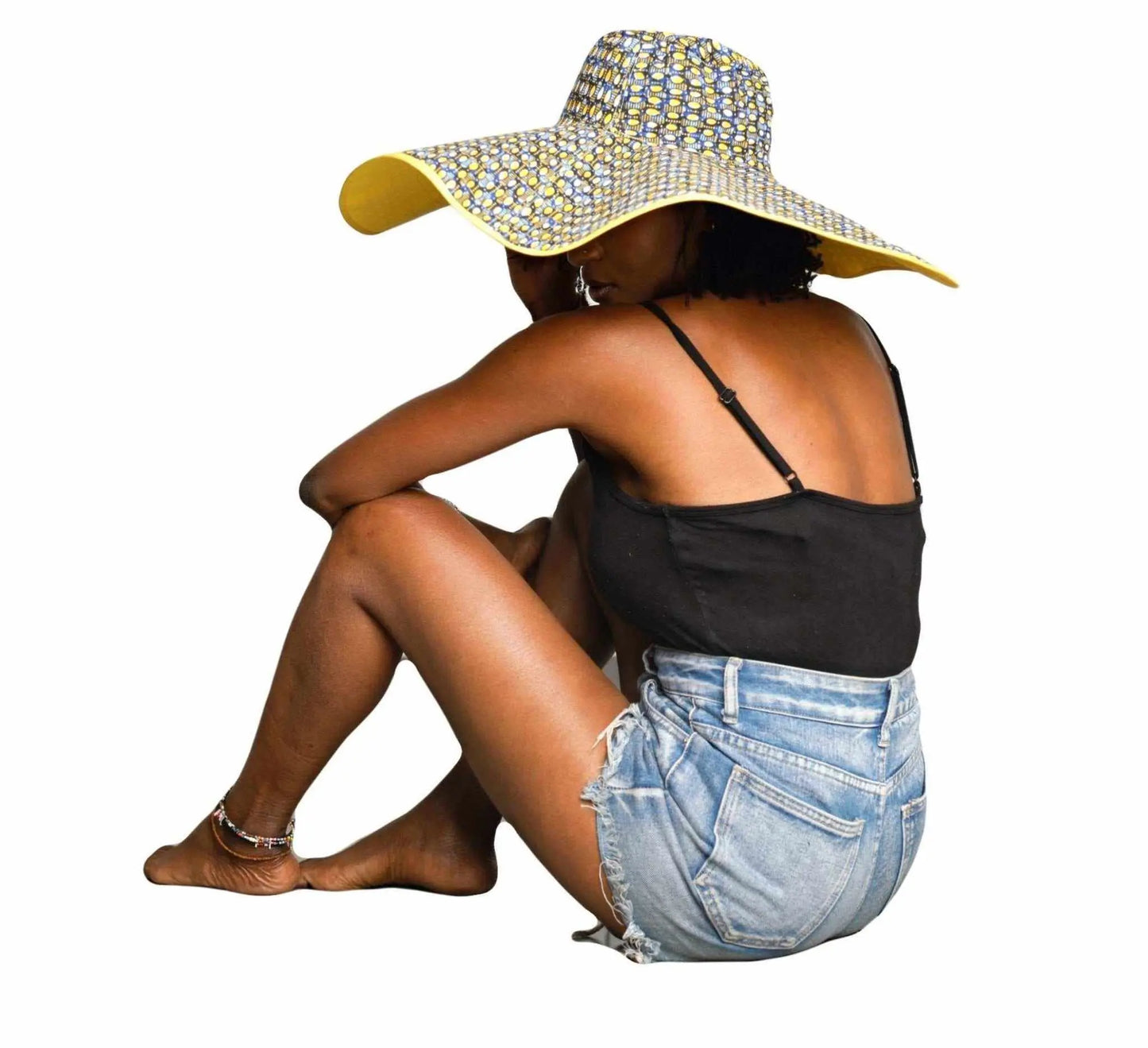 African accessories Asma Large Reversible African Print Summer Hat 100% Cotton
