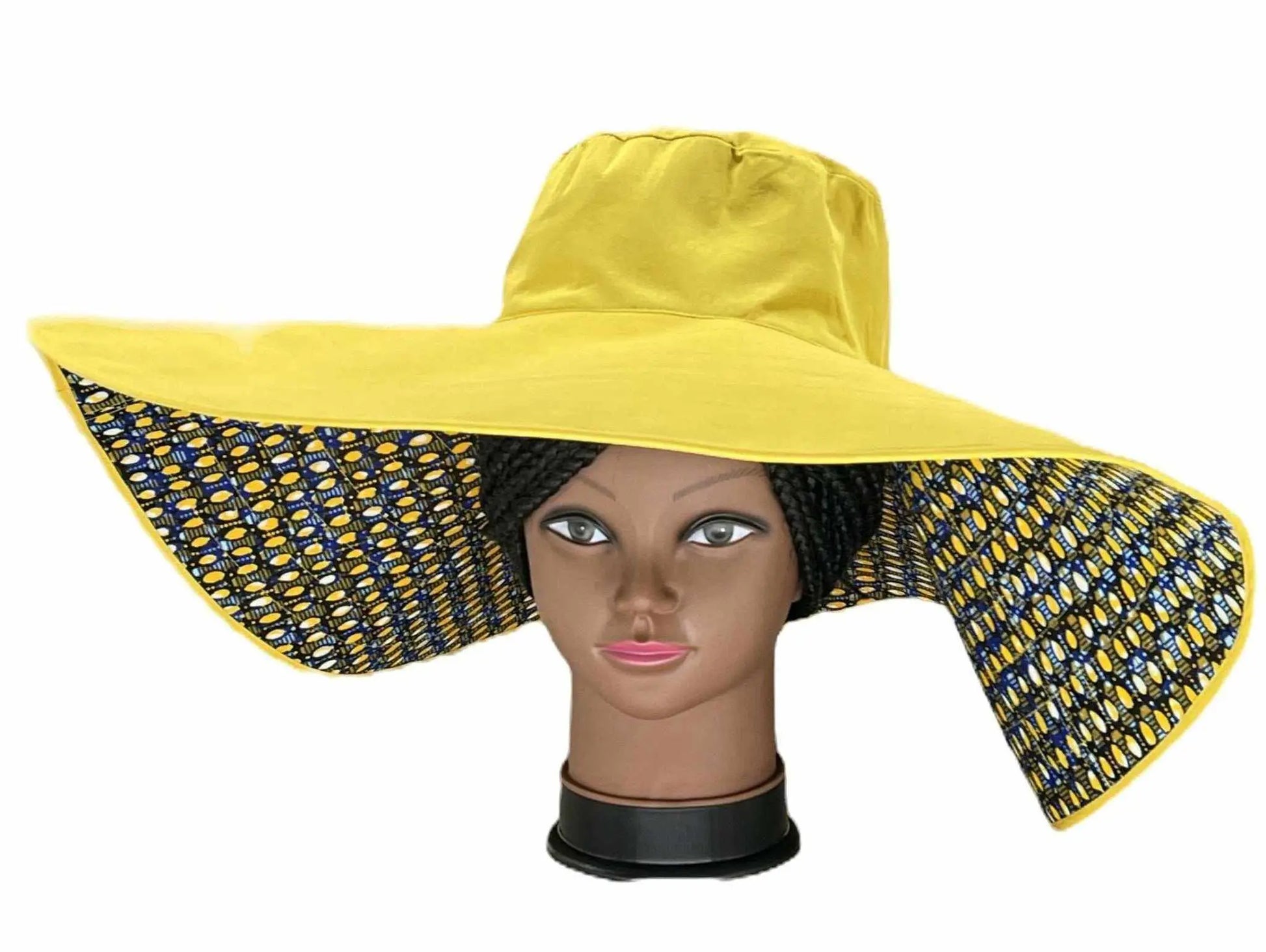 African accessories Asma Large Reversible African Print Summer Hat 100% Cotton