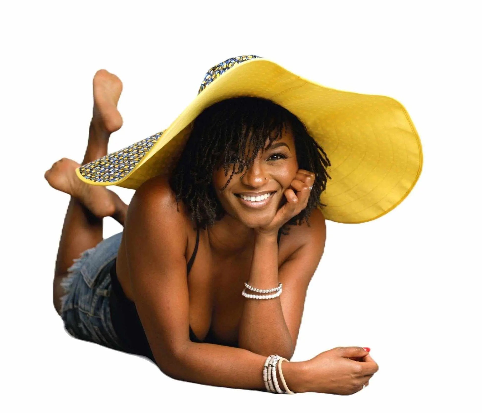 African accessories Asma Large Reversible African Print Summer Hat 100% Cotton