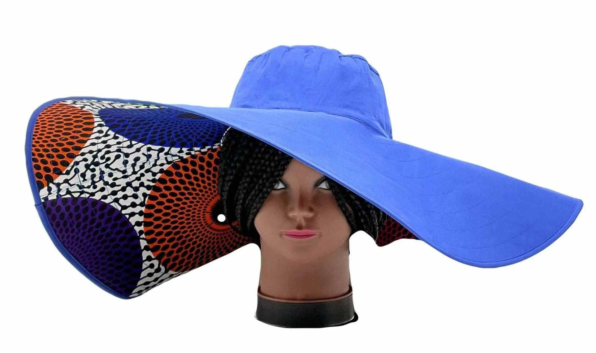 African accessories Asma Large Reversible African Print Summer Hat 100% Cotton
