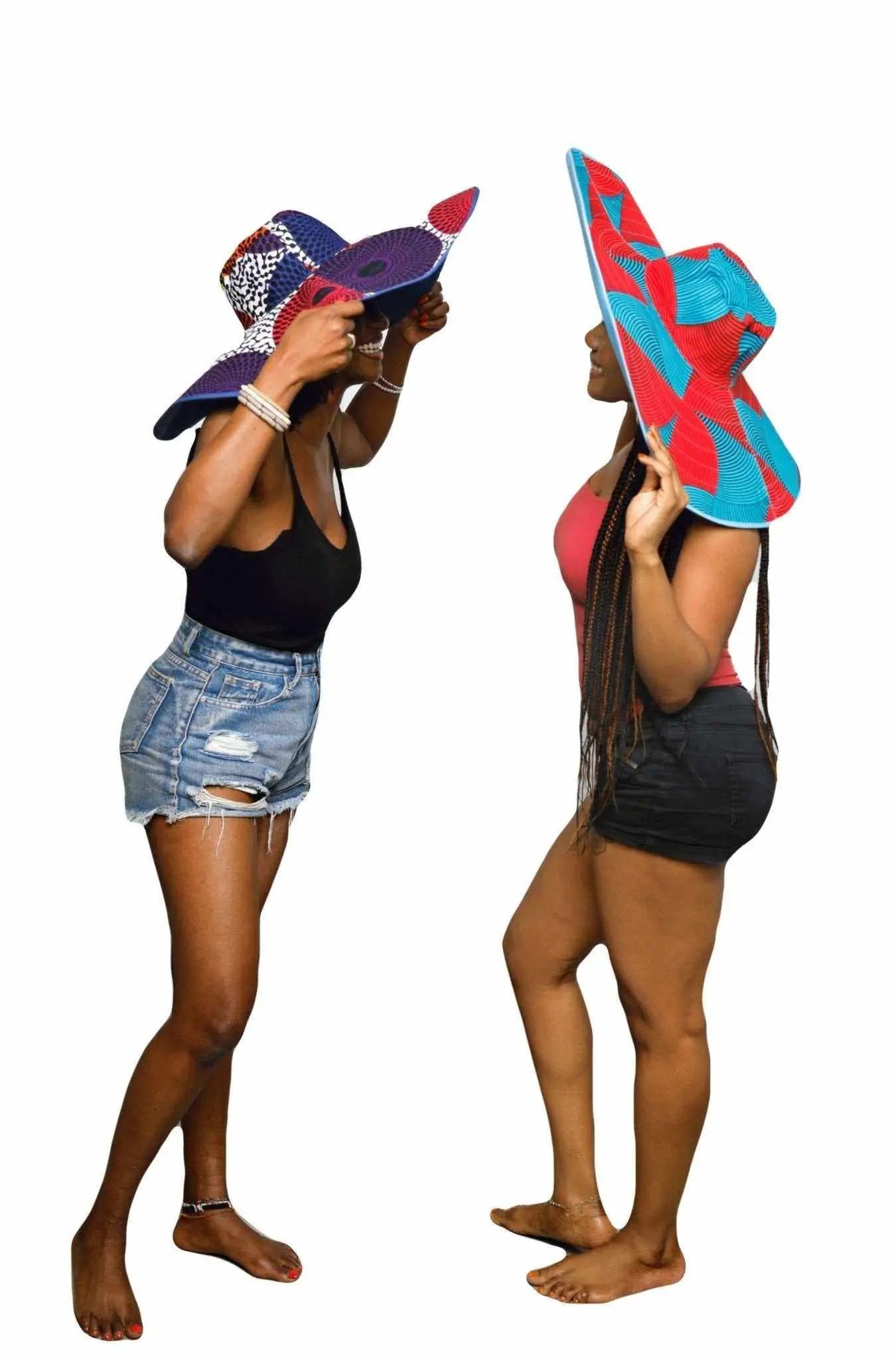 African accessories Asma Large Reversible African Print Summer Hat 100% Cotton