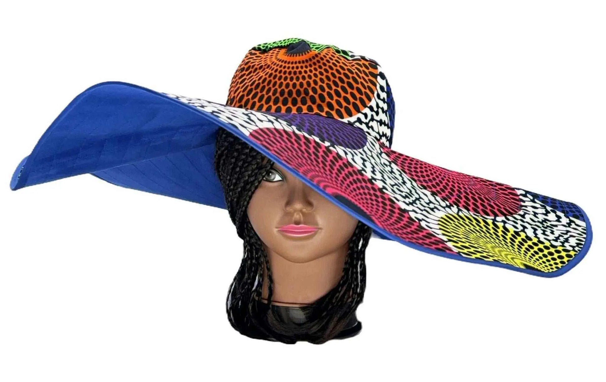 African accessories Asma Large Reversible African Print Summer Hat 100% Cotton
