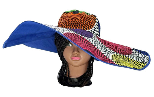 African accessories Asma Large Reversible African Print Summer Hat 100% Cotton