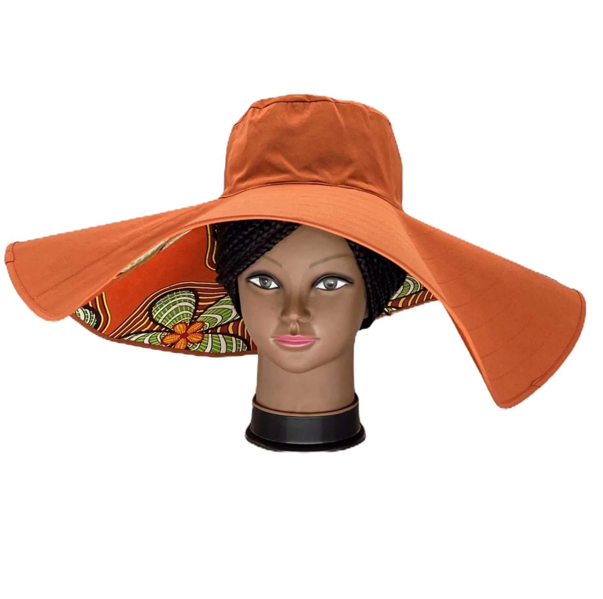 African Accessories Asma Large Reversible African Print Summer Hat 100% Cotton