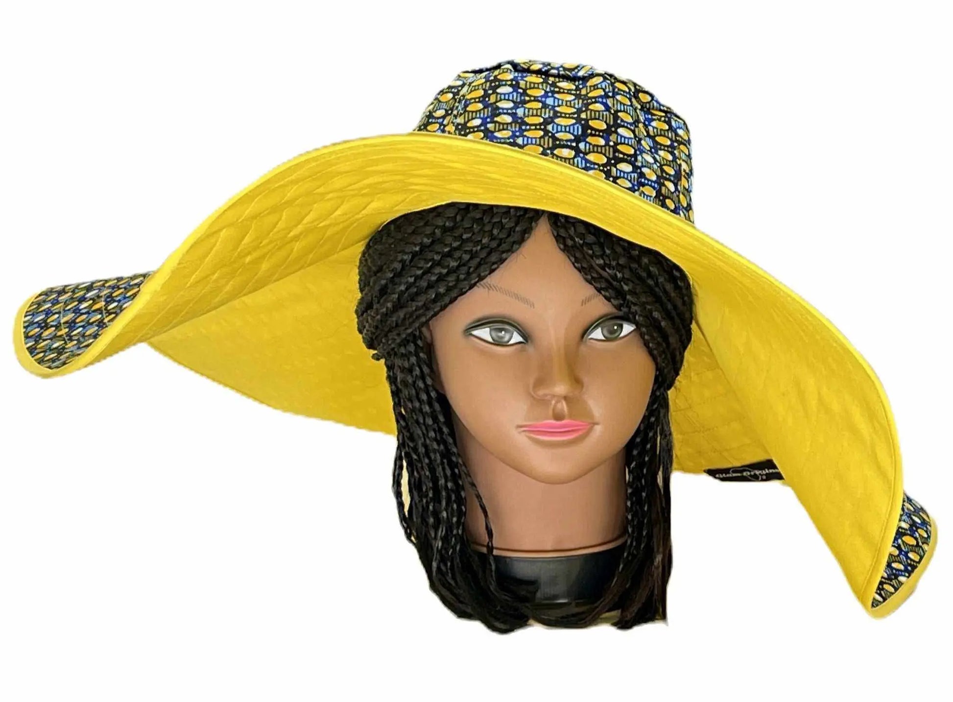 African accessories Asma Large Reversible African Print Summer Hat 100% Cotton