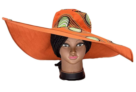 African Accessories Asma Large Reversible African Print Summer Hat 100% Cotton