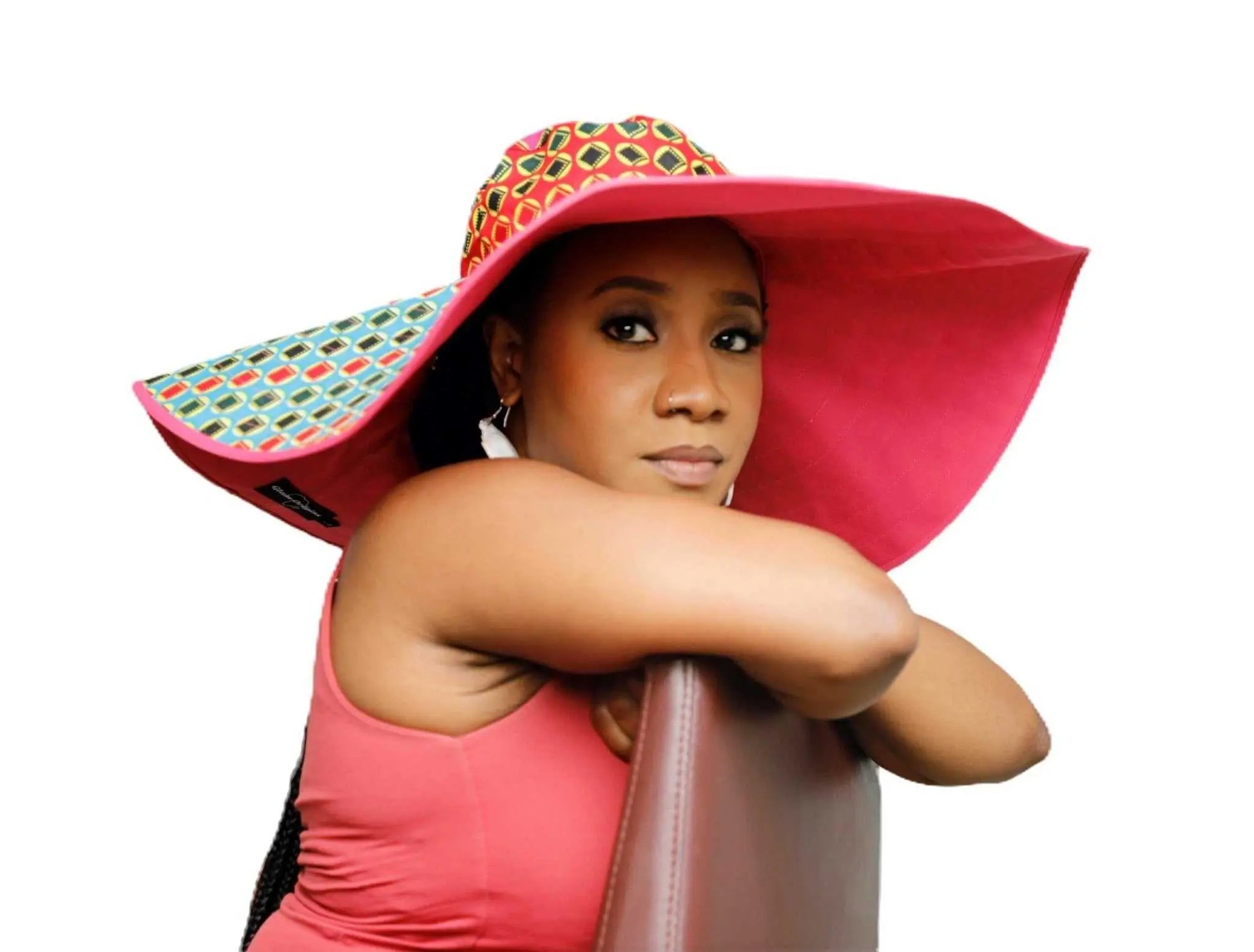 African Accessories Asma Large Reversible African Print Summer Hat 100% Cotton