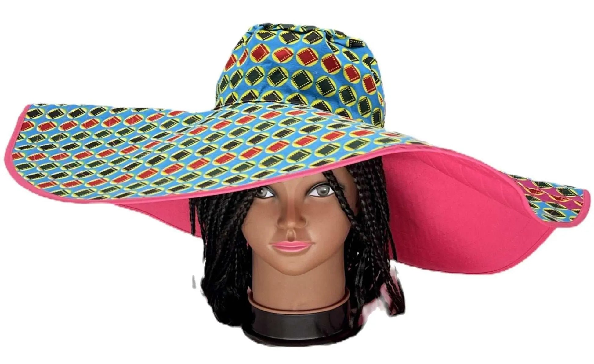 African Accessories Asma Large Reversible African Print Summer Hat 100% Cotton