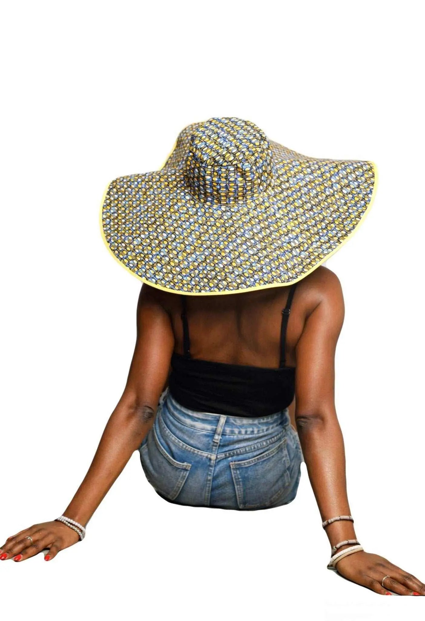 African accessories Asma Large Reversible African Print Summer Hat 100% Cotton