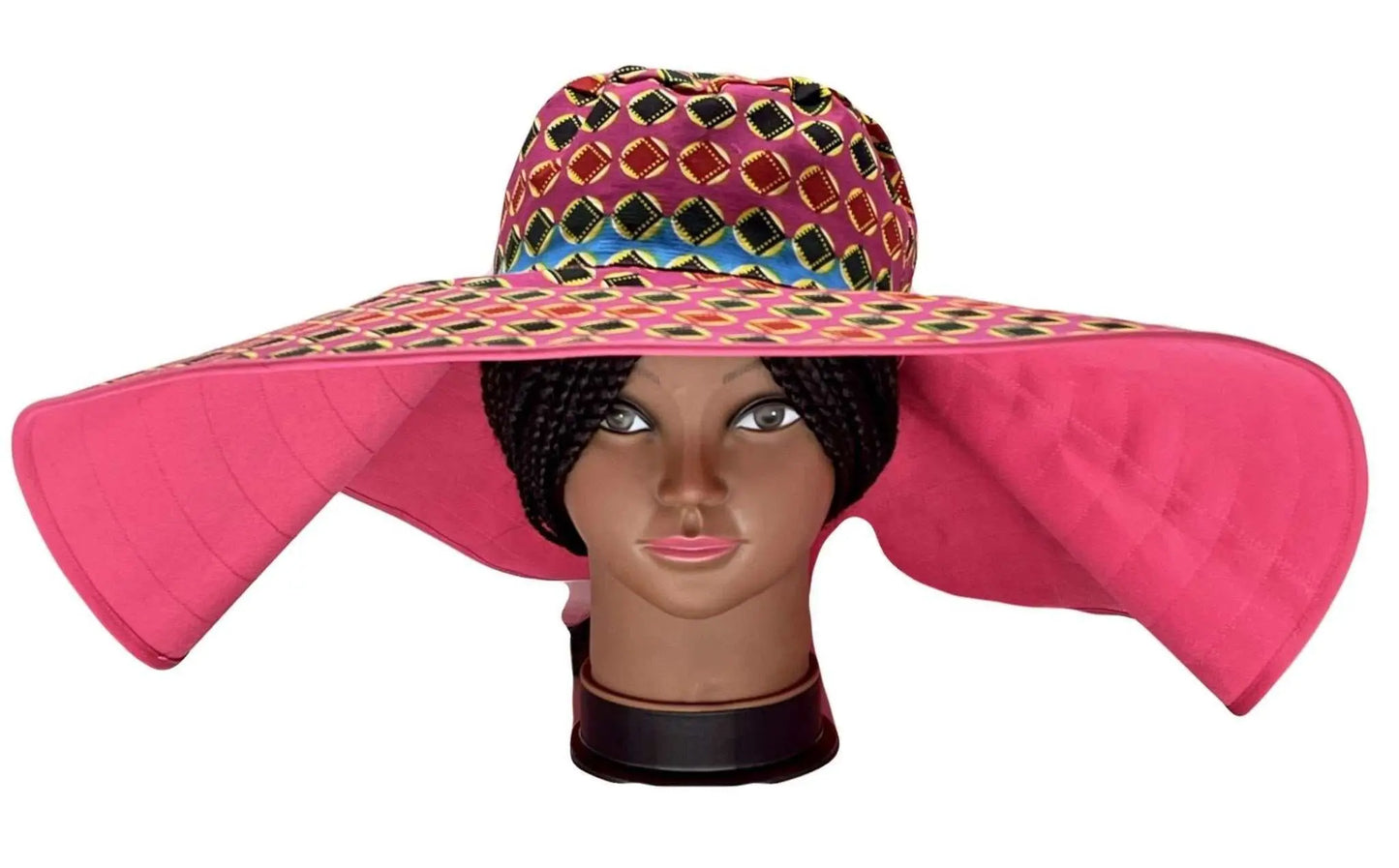 African Accessories Asma Large Reversible African Print Summer Hat 100% Cotton