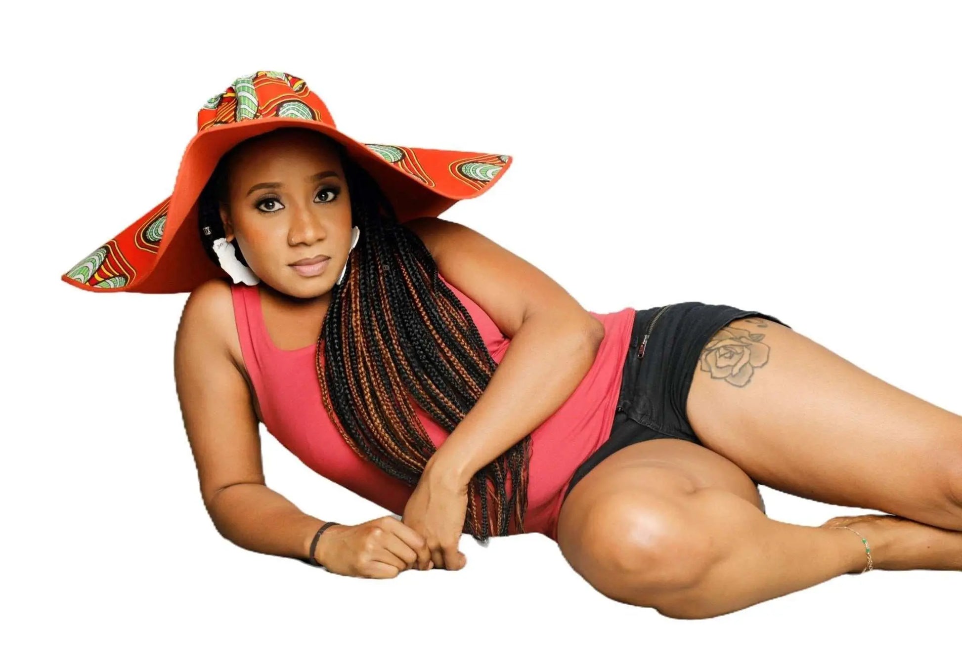 African Accessories Asma Large Reversible African Print Summer Hat 100% Cotton