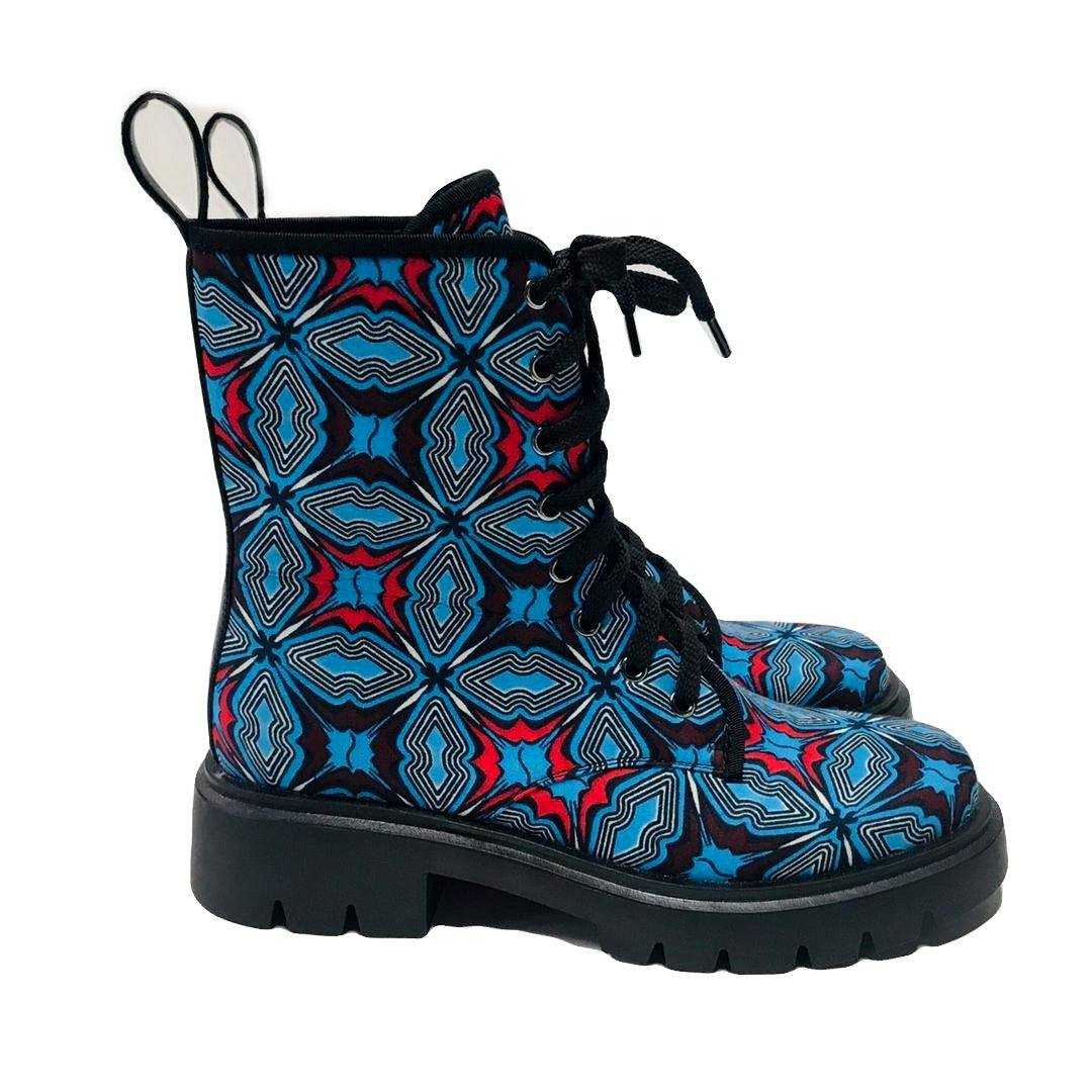 African Accessories, African shoes-Ayman African Print Martin Boots