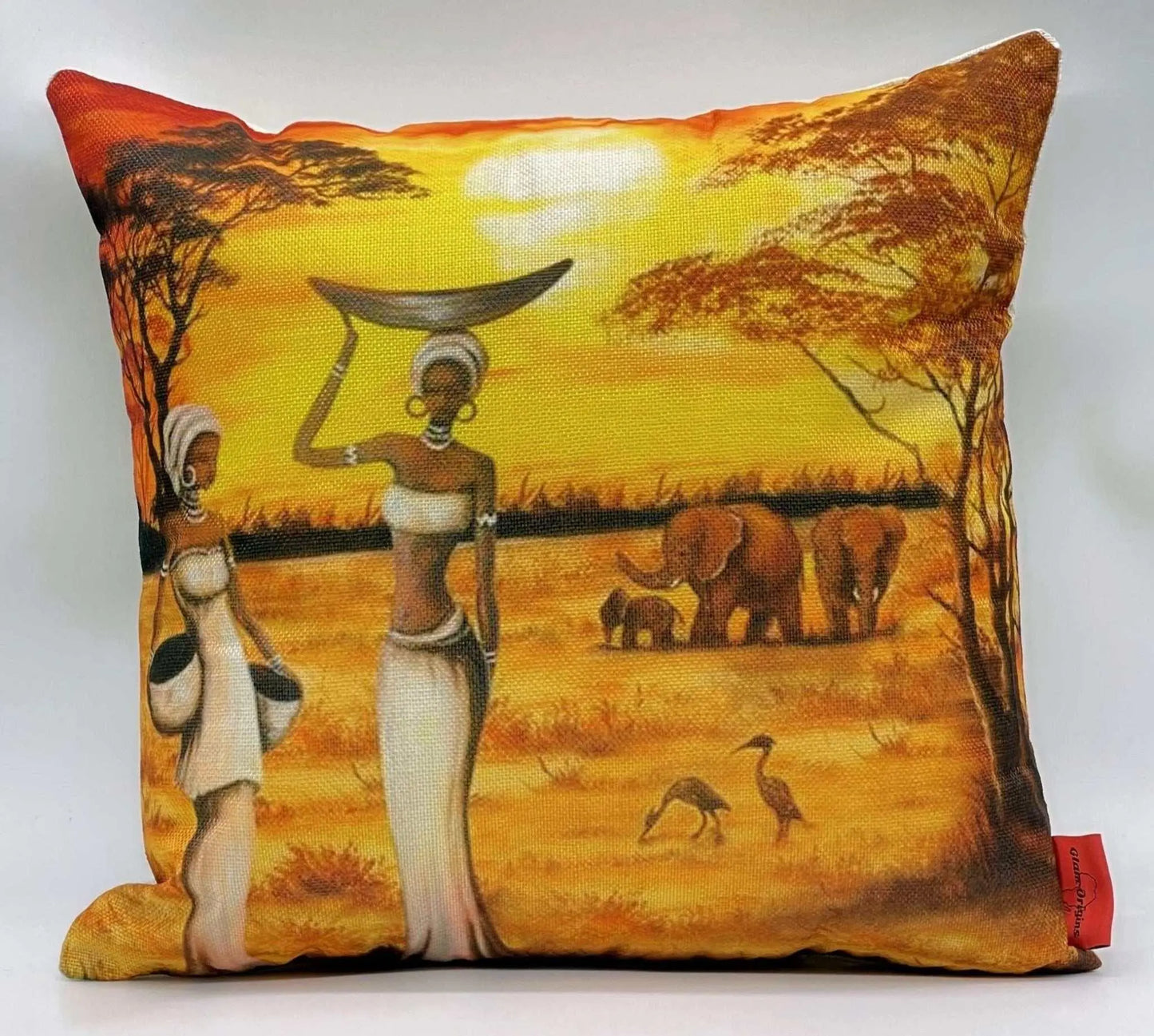 African Home Accessories Ayman Canvas Oil Paint Decorative Throw Pillow