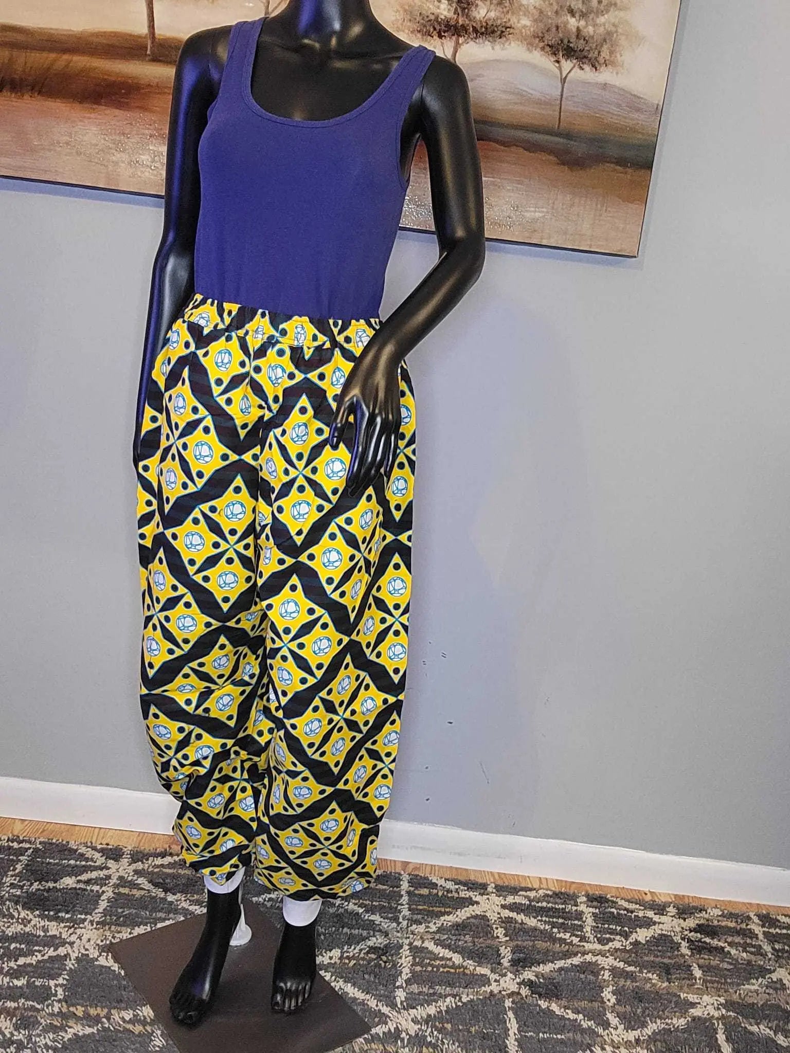 African Print Pants | Comfortable Ankara Jogger Pants-Yellow