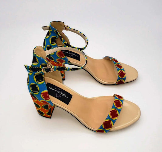 African Accessories, African Shoes Hafsy 3" Ankara SandalsÂ