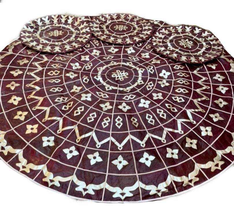 Hakimi Chuchu Handcrafted Authentic Leather carpet with poufs - Glam Origins