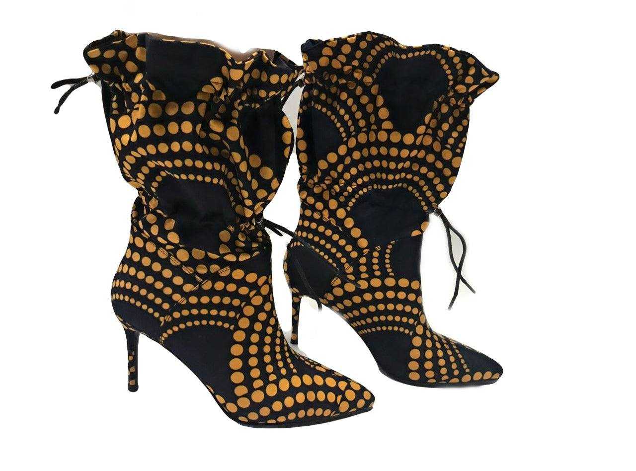 African Shoes, African Accessories Hamra 4" African Print Ankle Boots