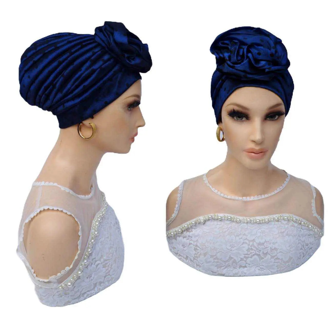 Hamra Blue Silk Turban - Glam Origins