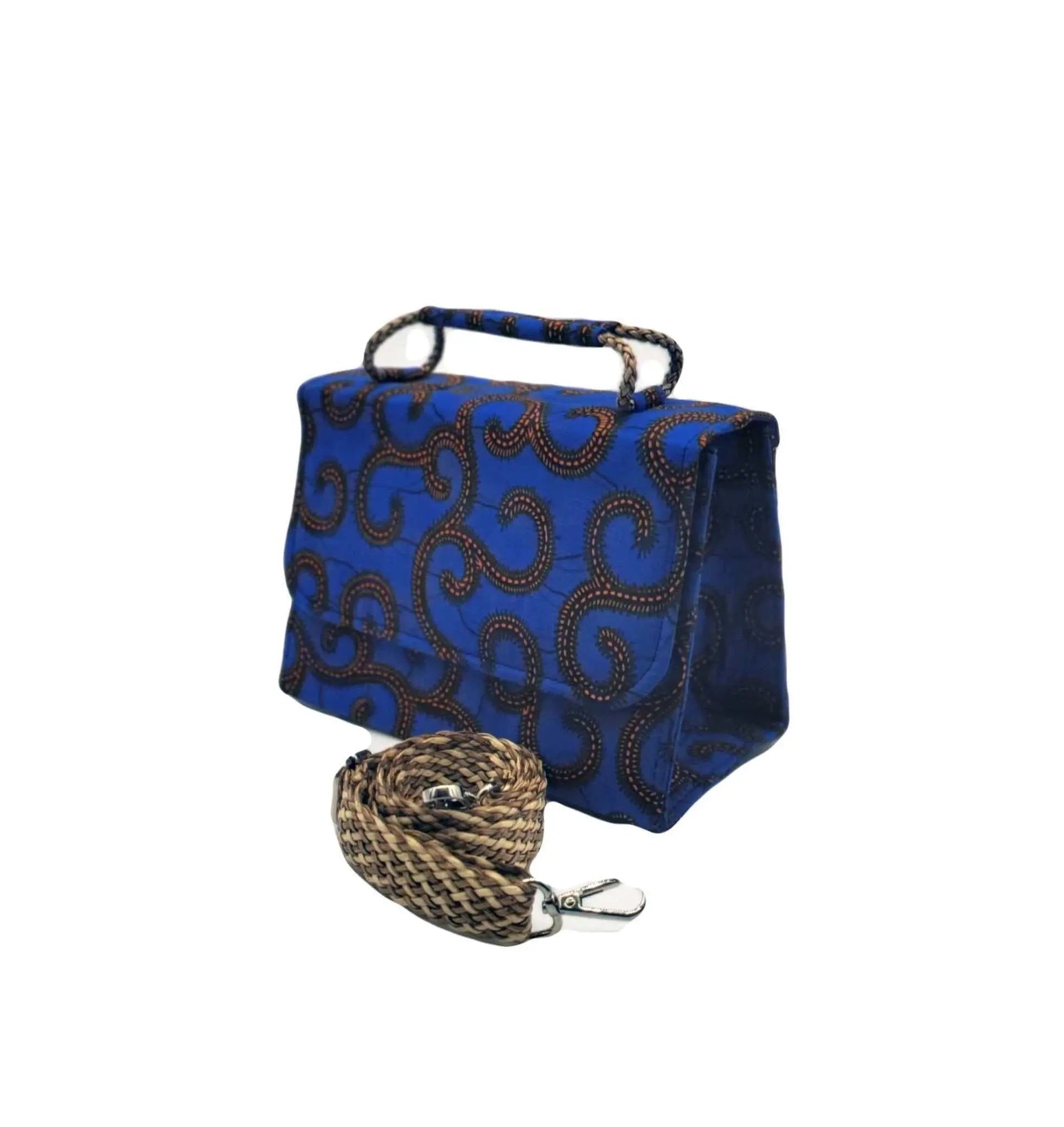 Hamra Chic Ankara Handbag Blue - Glam Origins