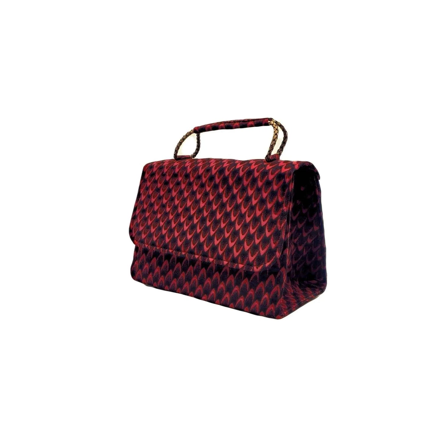 African Accessories Hamra Chic Ankara Handbag Red-African Print
