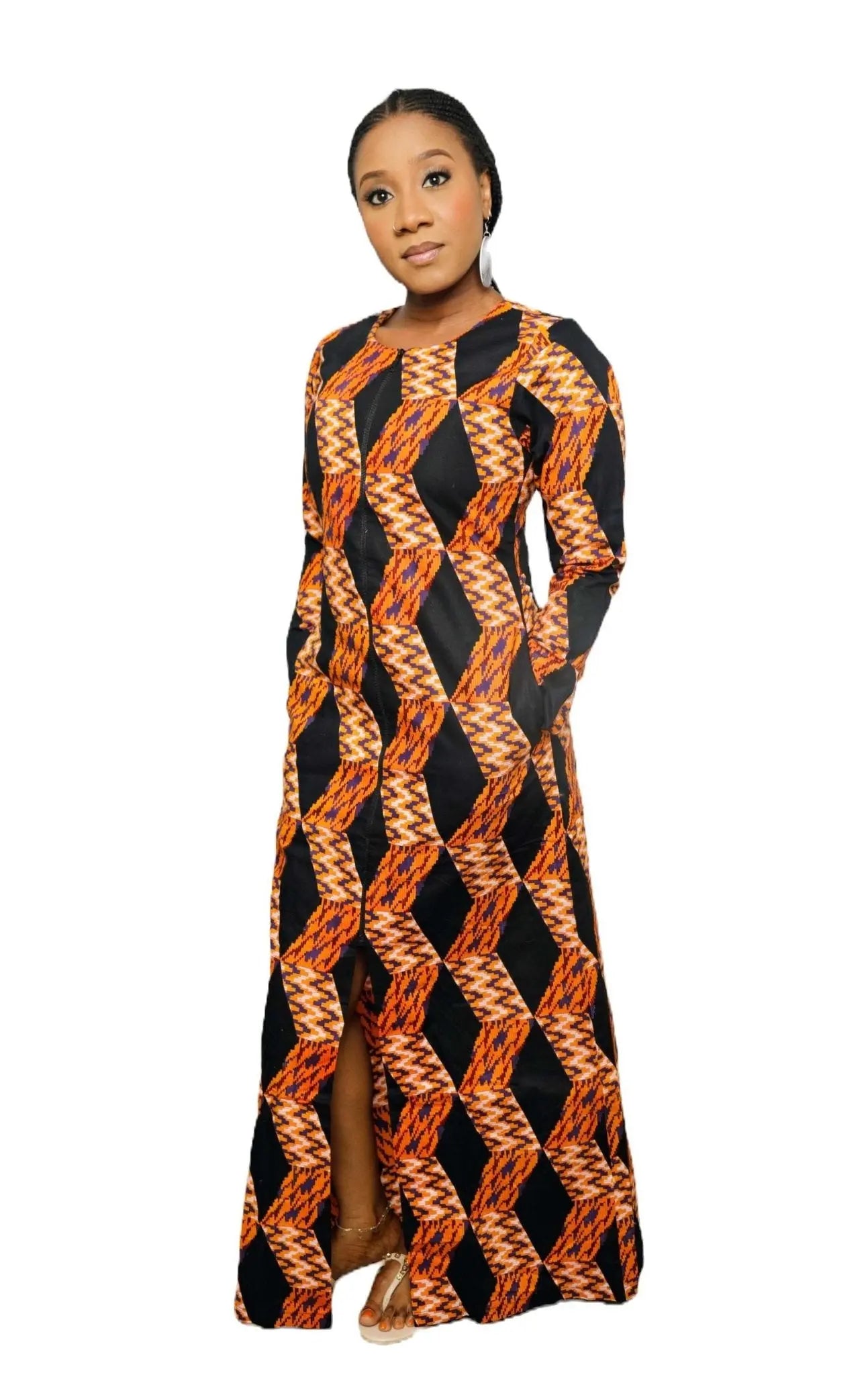 African Dress Ladies | Stylish Ankara Dress Jacket-Maxi-Multicolor