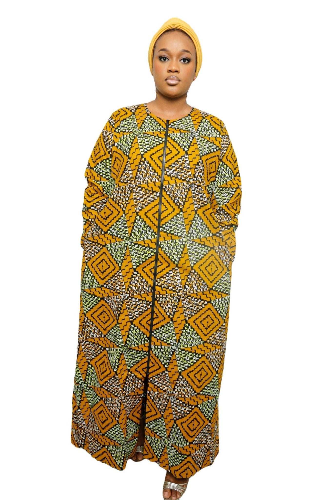 African Dress Ladies | Stylish Ankara Dress Jacket-Maxi-Moss green