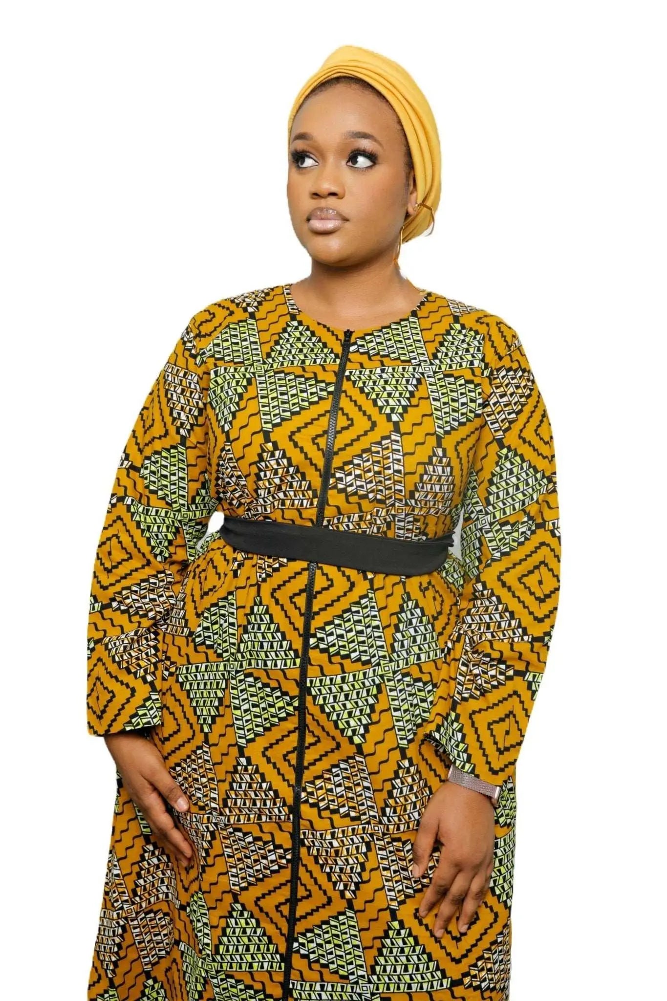 African Dress Ladies | Stylish Ankara Dress Jacket-Maxi-Moss green