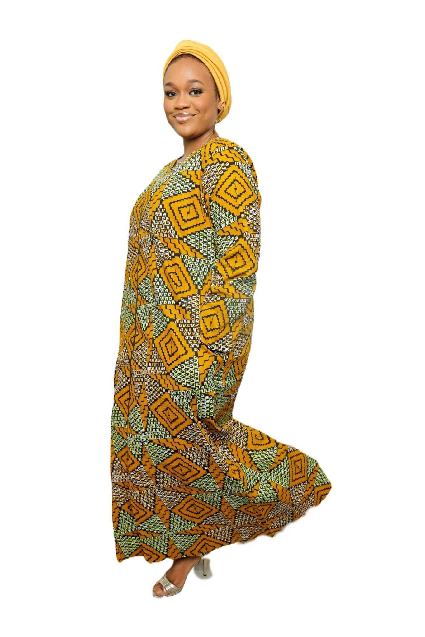 African Dress Ladies | Stylish Ankara Dress Jacket-Maxi-Moss green